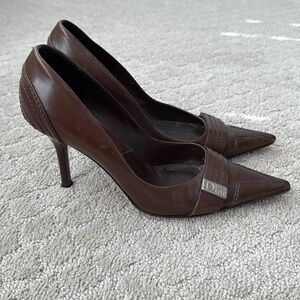 Dior Brown Pumps with silver buckle in Size 38.